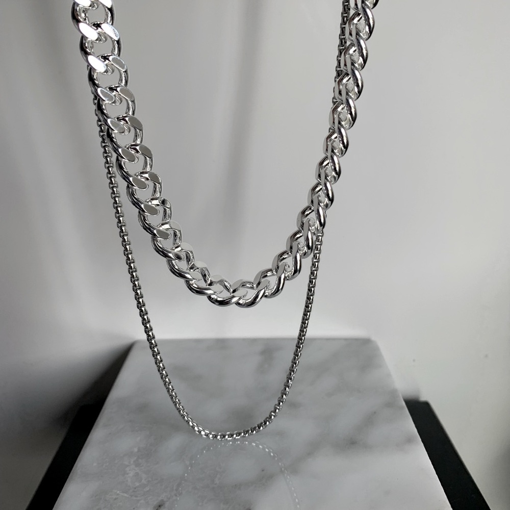 Silver Box Link Chain Necklace in Mint Condition
